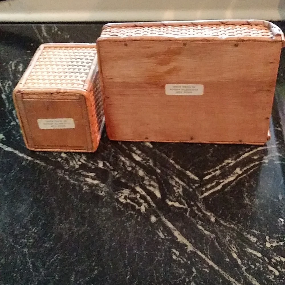 MCM original rattan and wood desk accessories